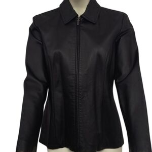 Worthington Black Leather Lined Fitted Jacket NWOT